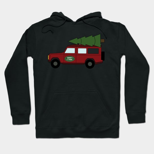 Land Rover Christmas Tree 4x4 Merry X-Mas Hoodie by Oddoty